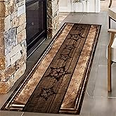 ZLXMN Machine Washable Western Runner Rug,2x7ft,Farmhouse Entrance Runner Rug,Black and Brown Star Hallway Rug Thin Indoor Runner Rugs with Rubber Backing Floor Mat Suitable for Kitchen Bedroom