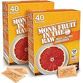 MONK FRUIT IN THE RAW Zero-Calorie Sugar Substitute Packets - Natural Monk Fruit Sweetener Powder, No Erythritol, Plant-Based