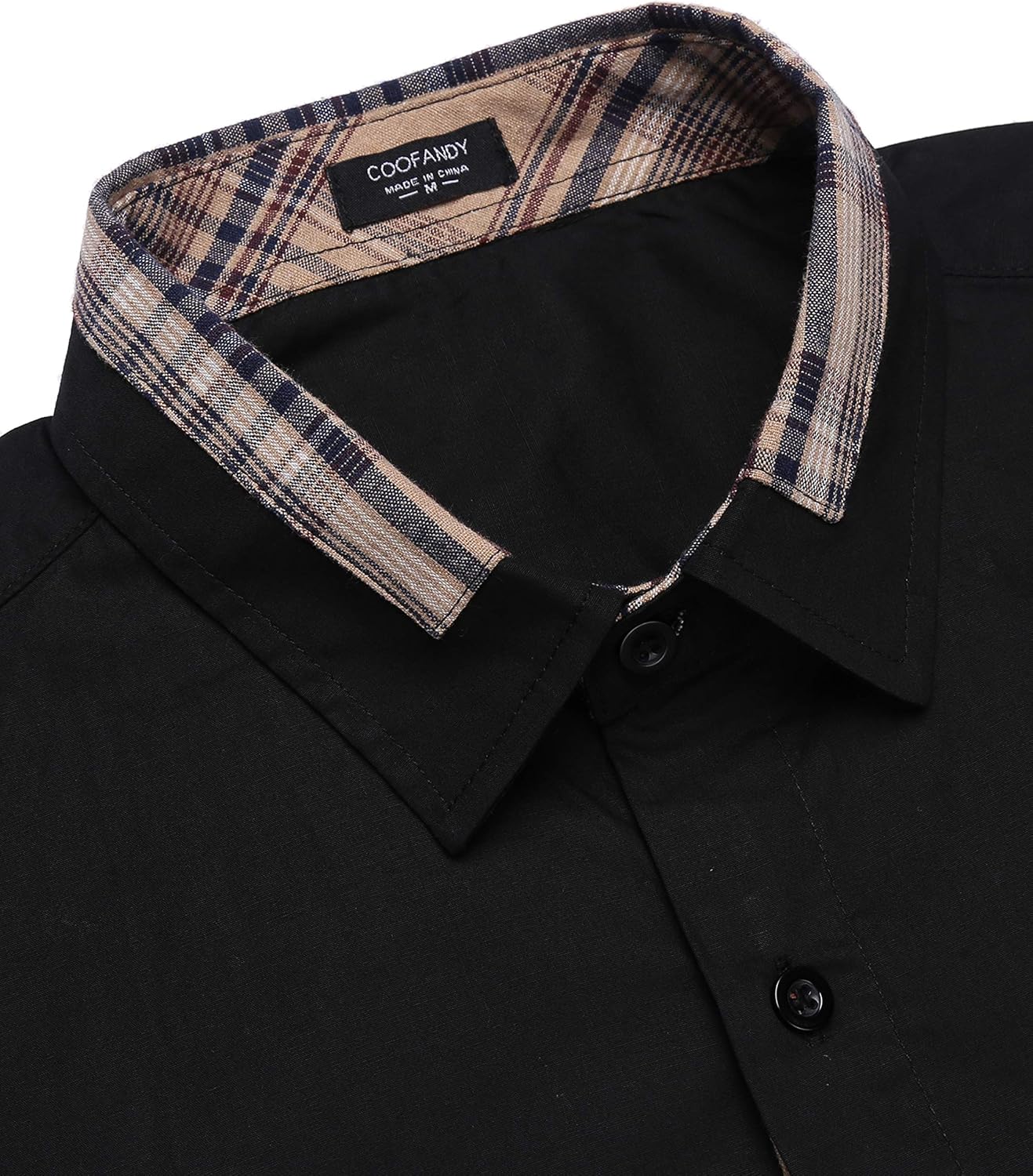 COOFANDY Men's Casual Cotton Long Sleeve Dress Shirt Plaid Collar Slim Fit Button Down Shirt: Clothing