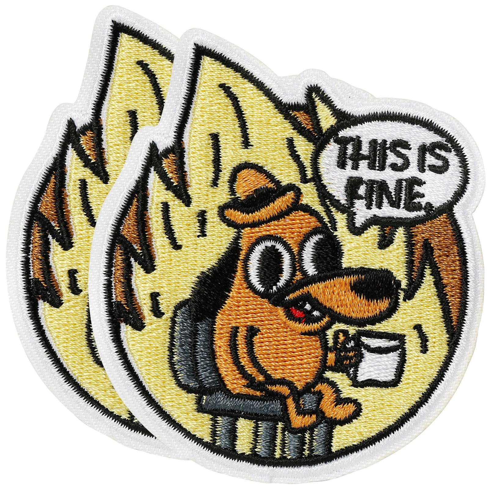 Photo 1 of XMJY 2 Pcs This is Fine Dog Patches - Iron On/Sew On Embroidered Patch, Funny Morale Patch, Cute Applique Accessories for Jackets, Jeans, Vests, Clothes, Tote Bags