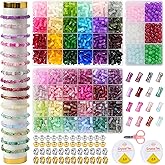 54 Colors 1500pcs Bamboo Glass Beads for Jewelry Making,6 * 12mm Glass Beads Bracelets Making Kit, 2 Types Natural Bamboo Crystal Beads for DIY Bracelet Necklace Crafts,Gifts for Girls Aged 6-15