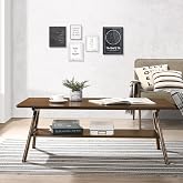 Arona Mid-Century Modern Wood Coffee Table with Shelf