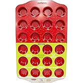 casaWare Mini Muffin Pan 24 Cup Ceramic Coated Non-Stick (Red Granite)