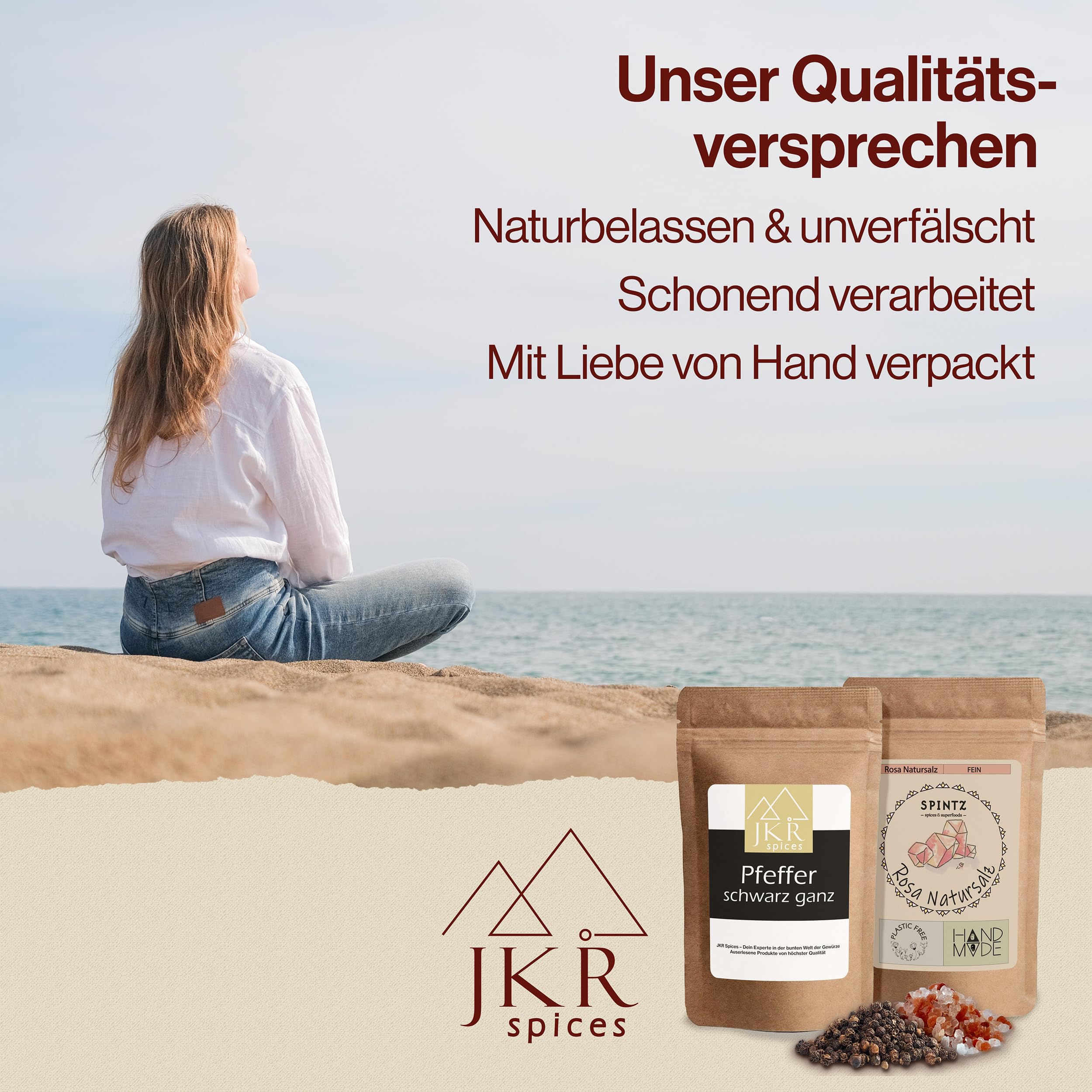 JKR Spices® 250g Schwarzer Pfeffer ganz + SPINTZ 500g Rosa Natursalz grob - Kombi Angebot | ganze Pfeffer Körner + Grobes Salz für Pfeffermühle | 100% natürliche Pfefferkörner und Kristallsalz 5
