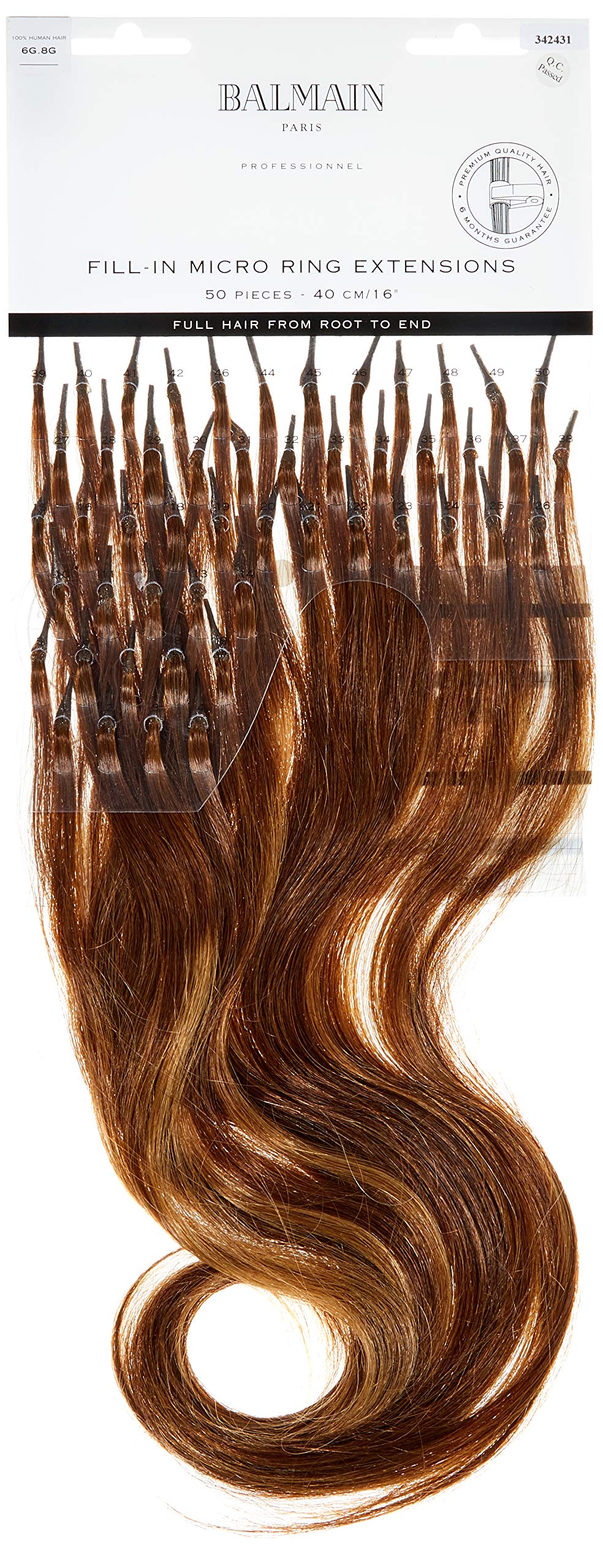 Balmain Micro Ring Extensions Human Hair 50-Pieces, 40 cm Length, 3 Dark Brown, 240 g