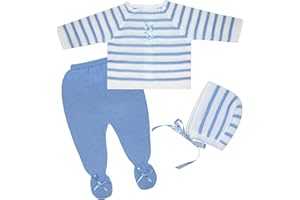 Escalett Layette Newborn Baby Knitted Clothes Set, Coming Home Infant Knit Outfit for Boys and Girls