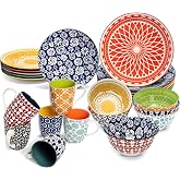 Annovero Mugs, Cereal Bowls, Salad &amp; Dinner Plates | Microwave Oven Safe | Colorful Porcelain Dinnerware