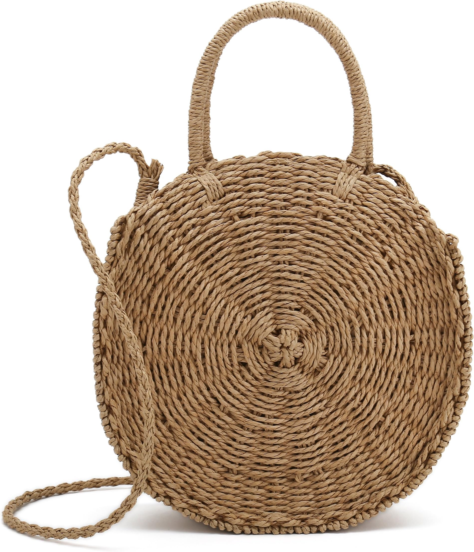 Belle Vannes Women's Round Summer Beach Straw Shoulder Crossbody Bags Handbags Original