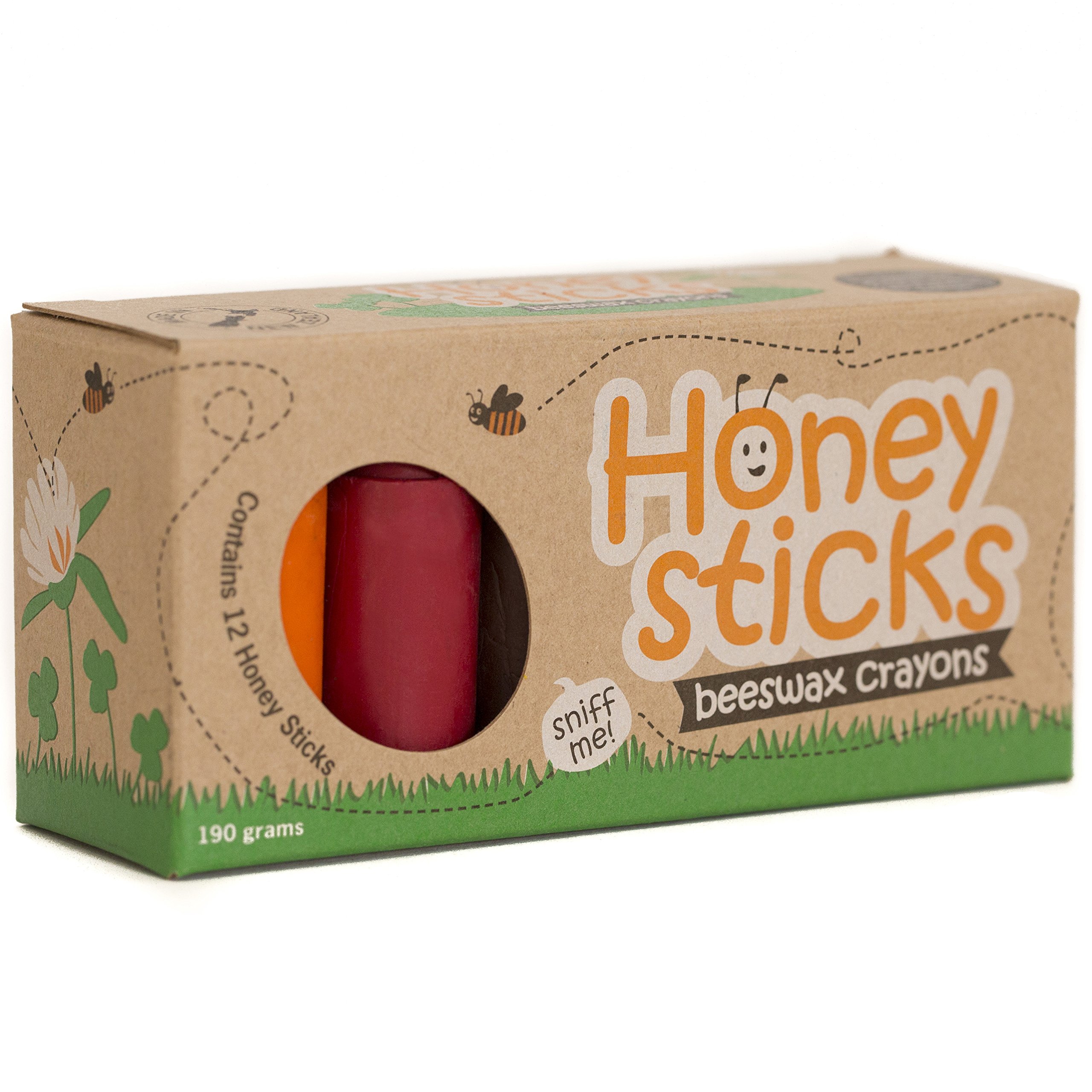 Honeysticks 100 Pure Beeswax Crayons (12 Pack) Natural Non Toxic Safe