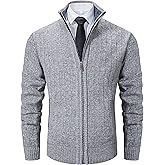 Vcansion Men's Slim Fit Full Zip Up Stand Collar Casual Knitted Sweaters Cardigan with Pockets