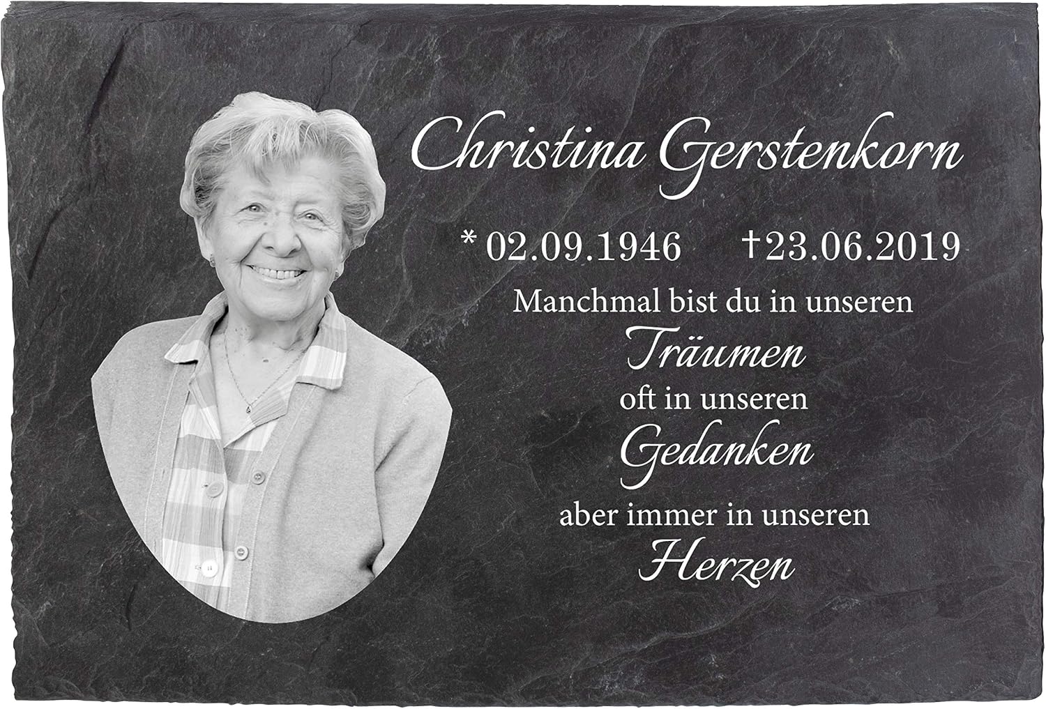 Gedenktafel Für Die Tochter – Wasserdichtes Außenschild Mit Gravur (Silber/Gold/Schwarz-Weiß)