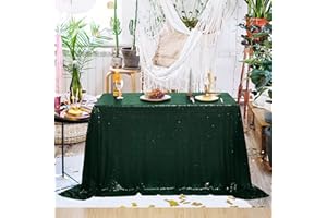 nanbowang Dark Green Sequin Tablecloth Glitter Sparkly Iridescent Shimmer for Rectangle Table Cloth 50 X 80 Table Covers Decorations for Birthday Party Supplies Event Wedding Table Skirt Decor
