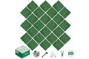 Grooy 24PCS Boxwood Panels, 10"x10" Grass Wall, Plant Wall, Grass Backdrop Wall, Privacy Screen, Sun Protected Green Wall Decor Outdoor, Indoor, Garden, Backyard and Décor