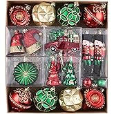 Valery Madelyn Christmas Tree Decorations Set, 80ct Red Green and Gold Shatterproof Christmas Ball Ornaments Bulk, Traditional Country Hanging Ornaments for Christmas Trees Xmas Holiday Decor