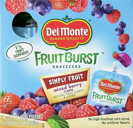 Del Monte Fruit burst squeezers mixed berry - 4ct (024000525455)