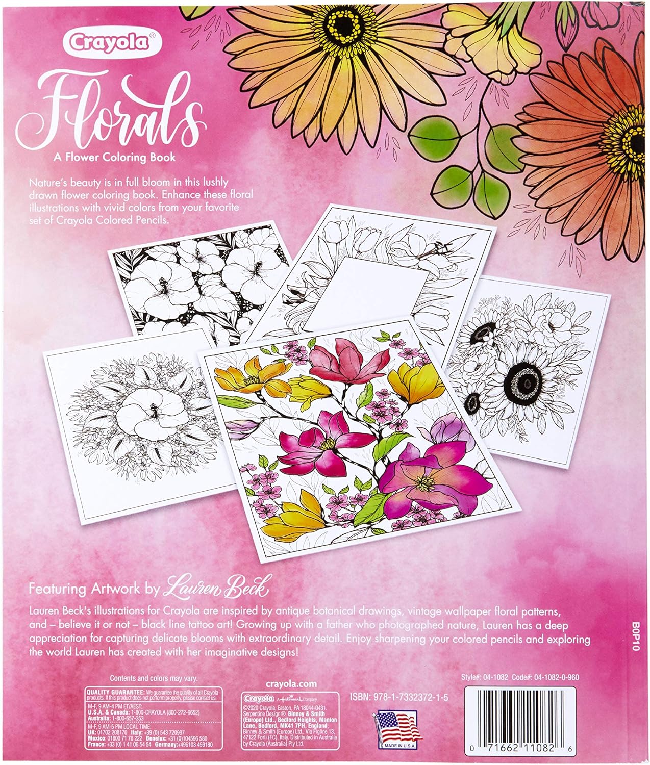 Amazon Com Crayola Flower Coloring Book 40 Premium Adult Coloring Pages Gift Multi Toys Games