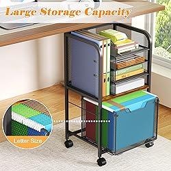 5-Tier Rolling File Cart Under Desk with