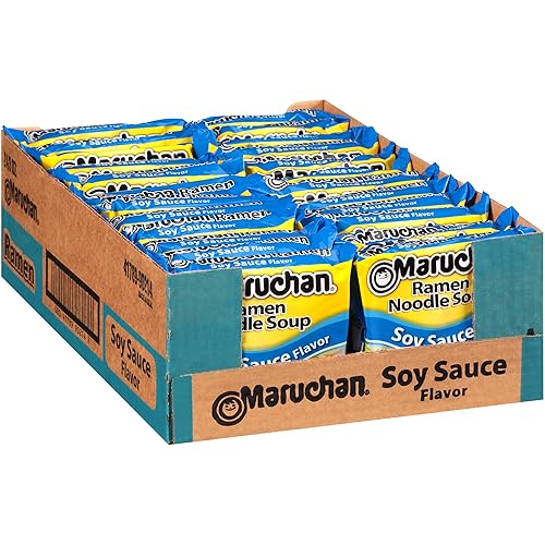 Maruchan Ramen Soy Sauce, Instant Ramen Noodles, Ready to Eat Meals, 3 Oz, 24 Count