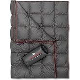 Get Out Gear Down Camping Blanket - Puffy, Packable, Lightweight and Warm | Ideal for Outdoors, Travel, Stadium, Festivals, Beach, Hammock | 650 Fill Power Water-Resistant Backpacking Quilt