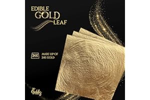 goldz: 24K Genuine Edible Gold Leaf - Real Gold Leaf - Big Size 10cm x 10cm - Big 12 Sheets - Original Gold Leaf Sheets for | Art | Food | Craft | Decoration | Beauty - Real & Pure Edible Gold