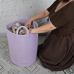 XUANGUO Cotton Rope Laundry Basket Hamper for