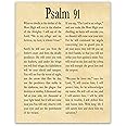 Psalm 91 Wall Art - Scripture Wall Decor Bible Verse Home Office Decor, Bible Verses Wall Art, Christian Religious Gift for Him or Her, Religious Wall Quotes Bible Verse, Christian Prints and Posters (8.3 x 11.7 (A4), Parchment)