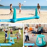 JOYIN Inflatable Volleyball Court & Basketball Hoop Pool Float Set Blue view 7