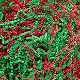 Wowxyz 1 LB Crinkle Cut Paper Shred Green & Red Crinkle Shredded Paper for Gift Baskets - Gift Box Bag Filler - Confetti Stuffing for Birthday, Holiday Present Packaging Wrapping