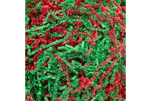 Wowxyz 2 LB Crinkle Cut Paper Shred Green & Red Crinkle Paper Shredded Paper for Gift Baskets - Gift Box Filler - Confetti Paper Shreds Stuffing for Christmas, Holiday Gift Packaging Wrapping