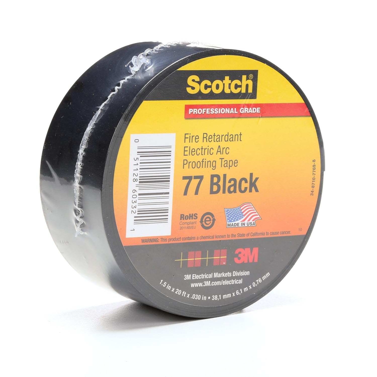 Scotch Fire Retardant Electric Arc Proofing Tape 77 1 1 2 In X 20 Ft 1 Roll Carton Black Amazon Com Industrial Scientific