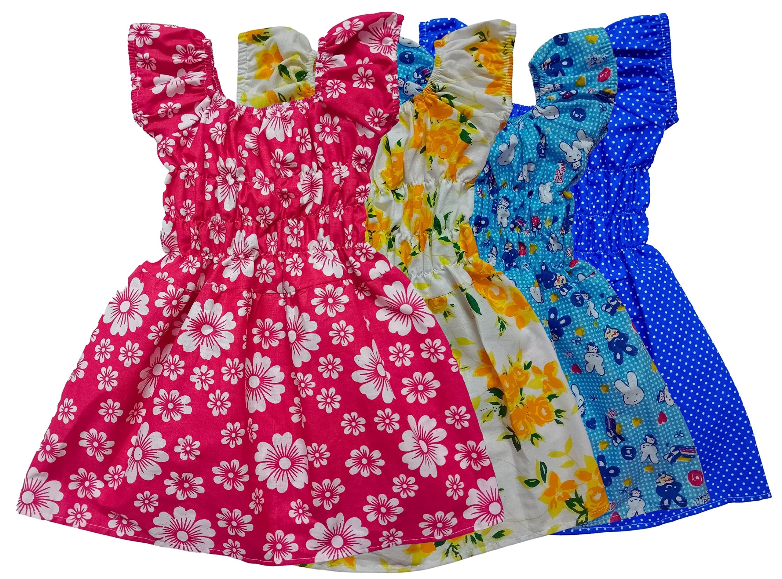 EZ KID Baby Girl Regular Frock Pack of 4 (3-4 Years, Red) 4