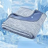Degrees of Comfort Cooling Blanket Queen Size, Summer Cooling Blankets for Hot Sleepers, Q-Max>0.4 Cool Fiber, Cold Summer Bedding for Bed Couch Sofa, Blue 90"x90"