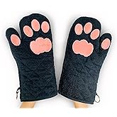 Cricket & Junebug Oven Mitts Cat Paws - Black & Pink