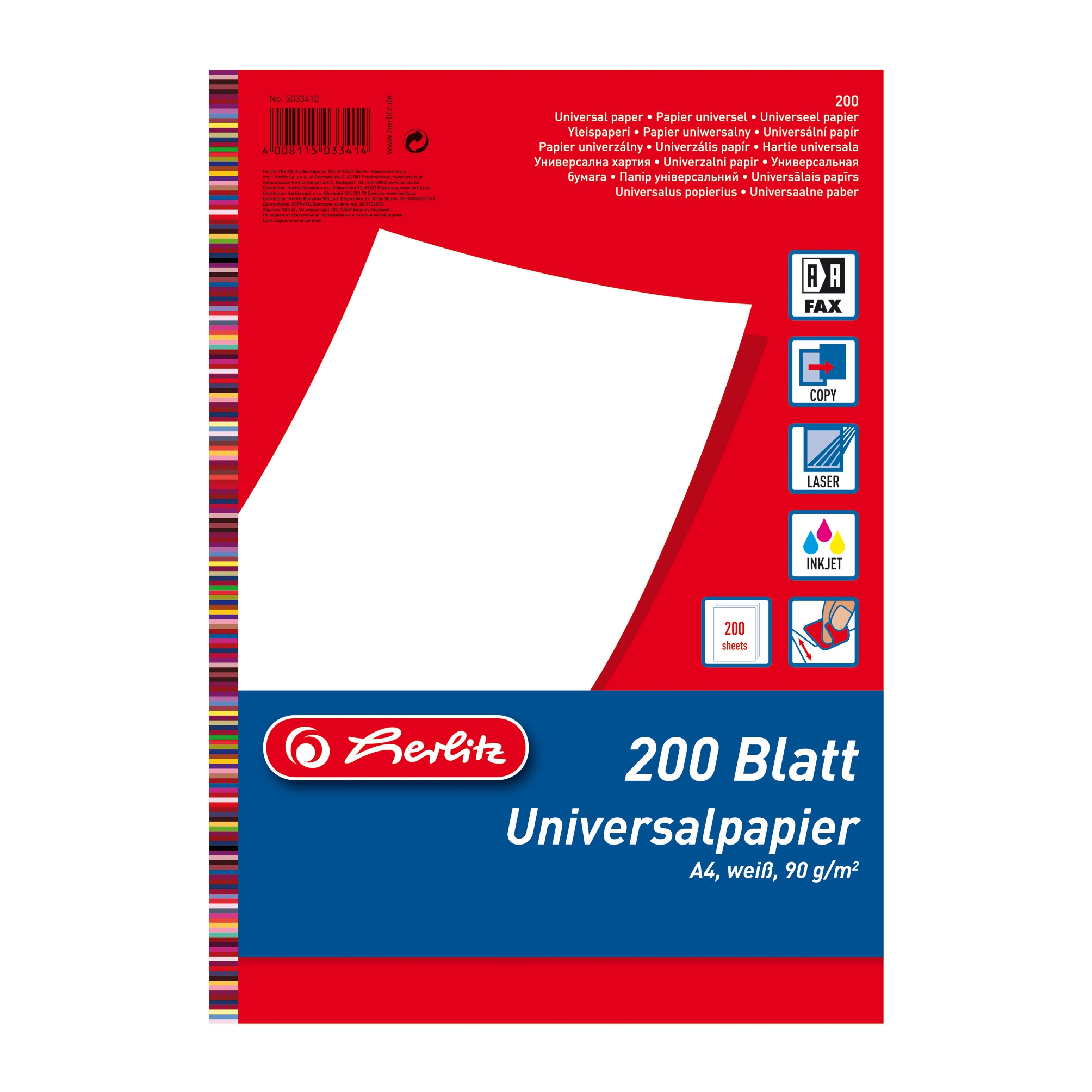 Herlitz 90 GSM A4 Universal Paper - White (200 Sheets)