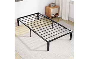 DUMOS Twin Size Bed Frame - Metal Platform Bed Frame Mattress Foundation with Steel Slat Support, No Box Spring Needed, Storage Space Under Base, Easy Assembly, Black