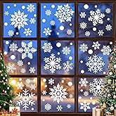116PCS Christmas Decorations, 9 Sheets Christmas Window Clings, Snowflake Window Clings Decals, Double Sided Xmas Snowflake Decal Stickers for Winter Holiday Home Indoor Decorations Decor Supplies