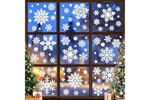TRAPLACE 116PCS Christmas Decorations, 9 Sheets Christmas Window Clings, Snowflake Window Clings Decals, Double Sided Xmas Snowflake Decal Stickers for Winter Holiday Home Indoor Decorations Decor Supplies