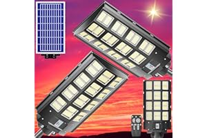 loyoele 3200W Solar Street Lights Outdoor 240000 Lumens Solar Flood Lights with Remote Control & Motion Sensor, Waterproof IP66 Dusk to Dawn Solar Lights for Garden,Yard, Path, Parking Lot 2-Pack