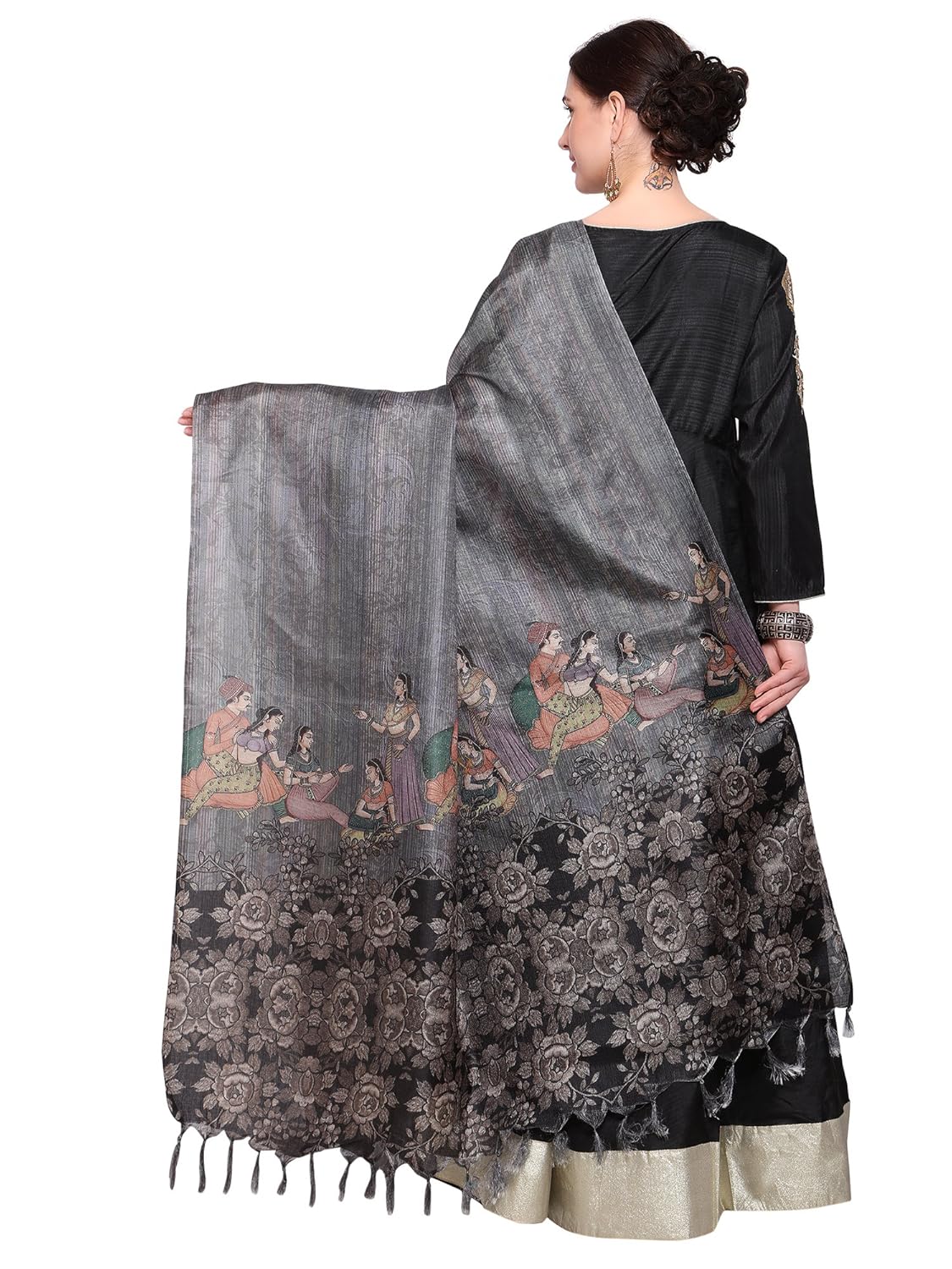 mrinalika fashion women's cotton silk digital print dupatta (grey_free size)