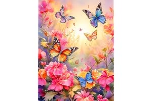 croshom 5D Diamond Painting Kits for Adults, Butterflies Diamond Art Kits for Adults Beginners, DIY Full Drill Gem Art for Home Wall Decor 12 x 16 Inch