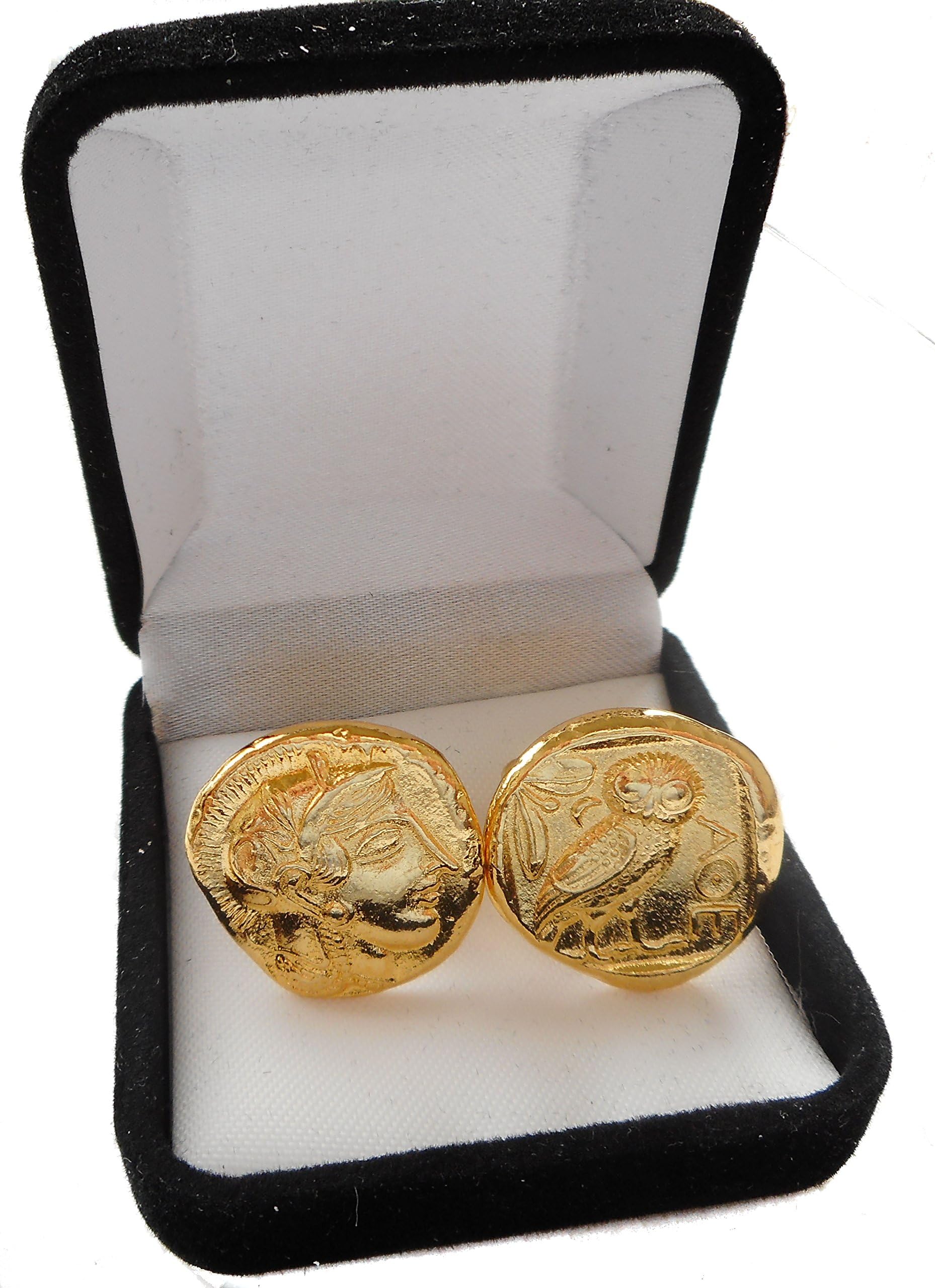 Athena & Owl Famous Greek Coin Cuff Links, Goddess of Wisdom, Stocking Stuffer, Greek Mythology (12C-G),