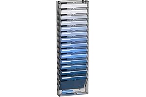 DALTACK Wall File Holder 16 Tier Hanging Wall File Organizer, for Papers Mails Folders Clipboard Magazine Organization, for Office Home, Mesh Metal, Black