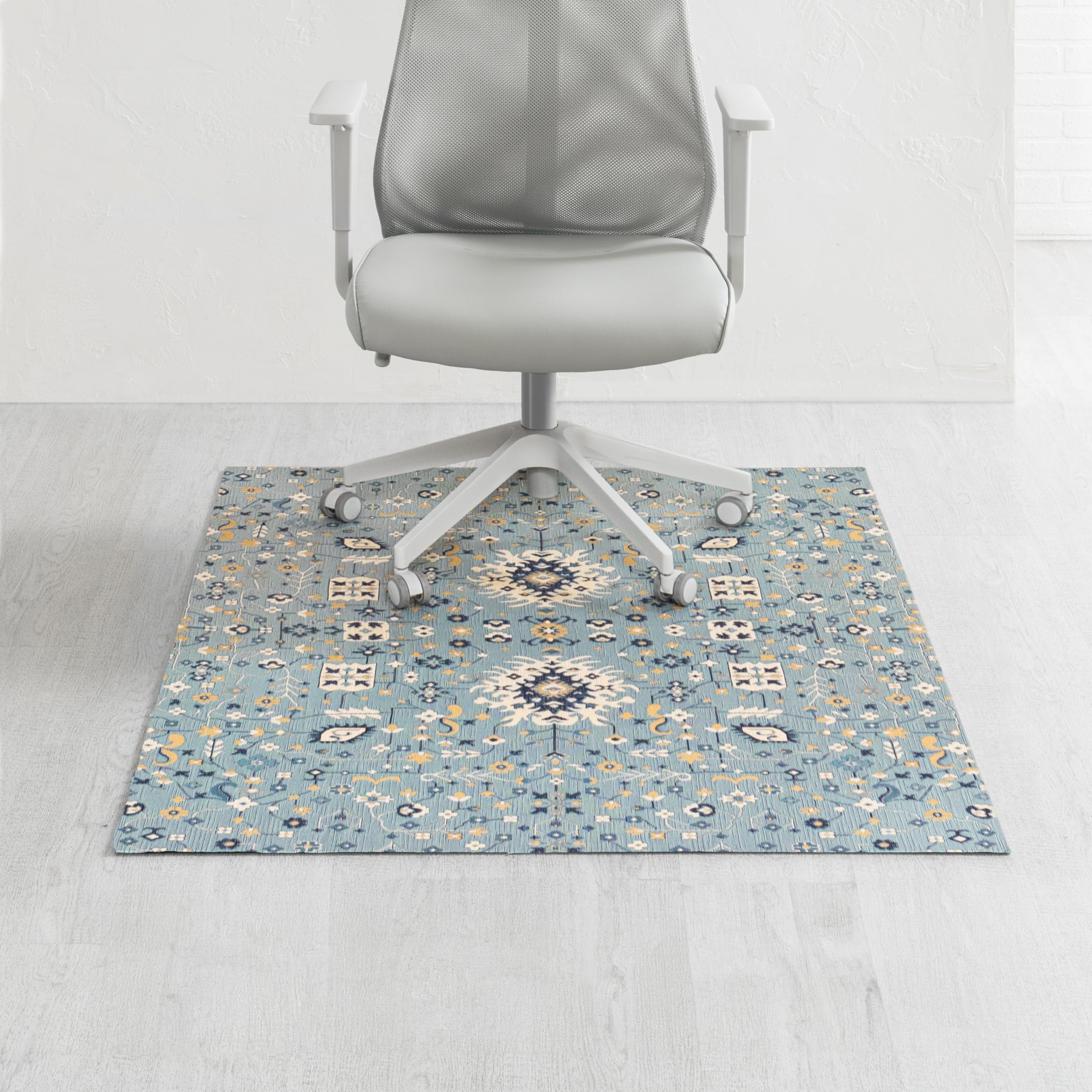 Anji Mountain Rug’d Office Chair Mat for Carpet & Hardwood Floor – Jacquard Woven, Anti-Slip Backing, Low Pile, Floor Protector Desk Chair Mat, Office Rugs for Rolling Chairs (Celeste – 40″ x 54″)