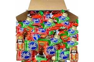 PARTYPOM Bulk Christmas Chocolate Mix, 5 Lb Individually Wrapped Holiday Candy, Miniature Christmas Chocolate Candy, York Holiday Peppermints Peanut Butter Christmas Trees, Peanut Butter Nutcracker, Holiday Rolos