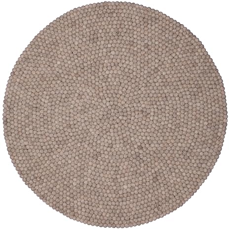 Myfelt Bela Filzkugelteppich Rund Schurwolle Beige O 120 Cm