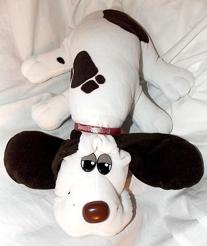 Amazon Com Tonka Vintage Pound Puppies 18 Plush White Pound Puppy Dog With Dark Brown Spots And Long Dark Brown Ears Toys Games