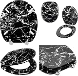 Optimal Products Anti-Bacterial Black Marble Effect Toilet Seat Stainless Steel view 1