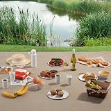 VonShef Picnic Blanket Beige Herringbone 147x180cm Waterproof Backing view 7