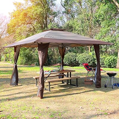 PHI VILLA 13x13 Pop-up Canopy Gazebo, Brown Shade Bahrain - Main Image