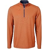 Cutter & Buck Mens Virtue Eco Pique Micro Stripe Recycled Mens Quarter Zip